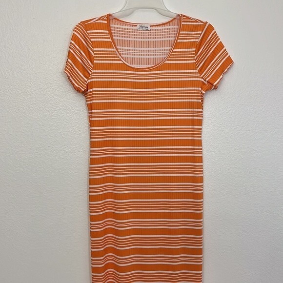 Jolie and Joy womans XL striped orange dress - Picture 4 of 12